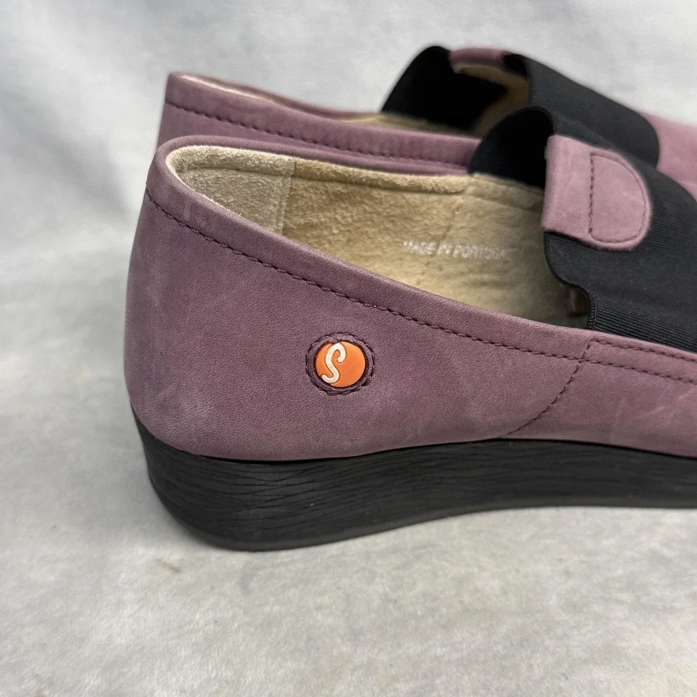 Softinos Shoes Womens Size 7.5 Purple Leather Slip On Comfort‎ Wedge Casual